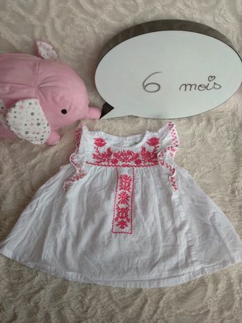 Blouse tunique chemise manches courtes ou robe courte Fille 6 mois Fleurs U tout petits 100% coton