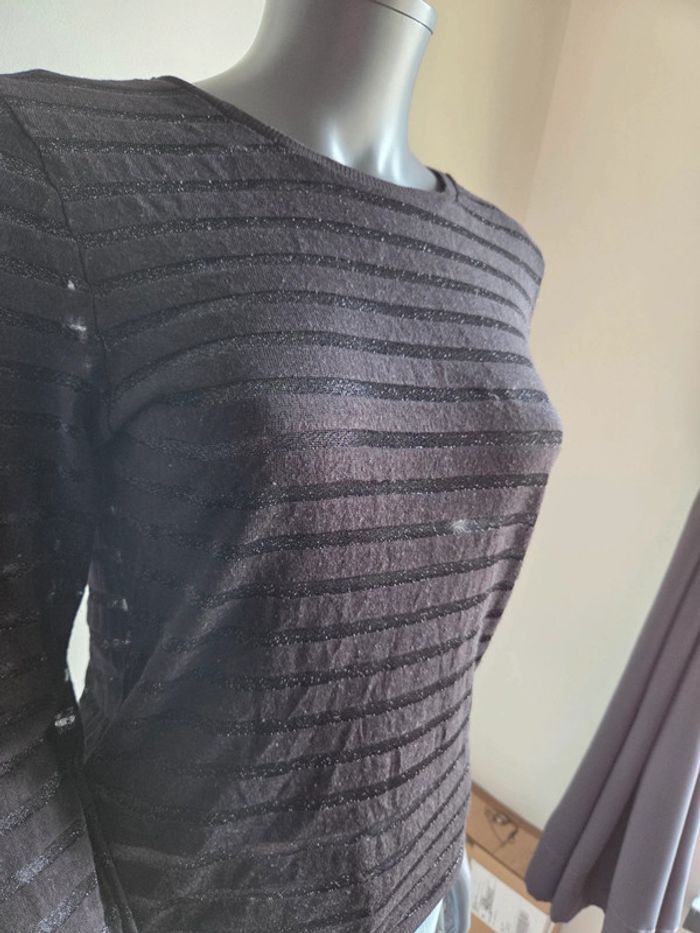 longue manche - noir - only - pailleté - transparent - photo numéro 2