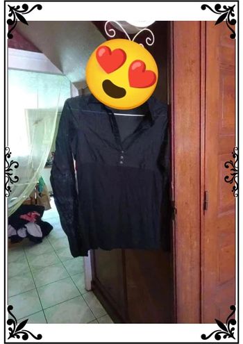 Chemise noire à rayures Cache Cache taille L/40