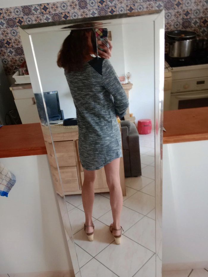 Robe pull femme s noire et blanche chiné c78 - photo numéro 4