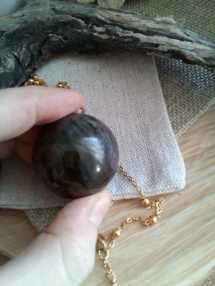 Collier sautoir protection pierre naturelle de labradorite - photo numéro 3