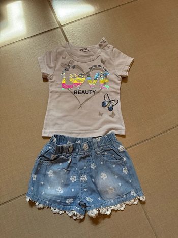 Ensemble fille 12 mois (1 an) teeshirts + short