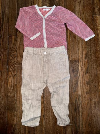 Gilet Bout’chou et pantalon lin fagottino  18 mois