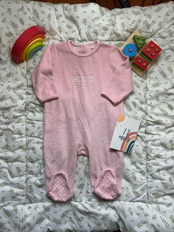pyjama grenouillère en velours rose 12 mois vertbaudet