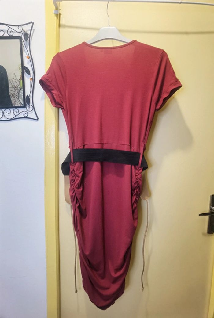Robe rouge foncé bordeau avec ceinture - photo numéro 6