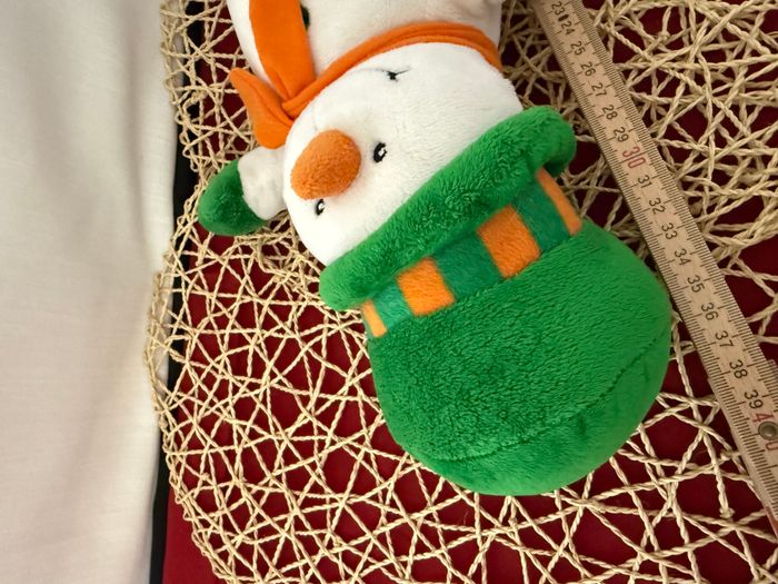 Peluche bonhomme de neige Banque CREDIT AGRICOLE blanc vert 44 cm - photo numéro 4