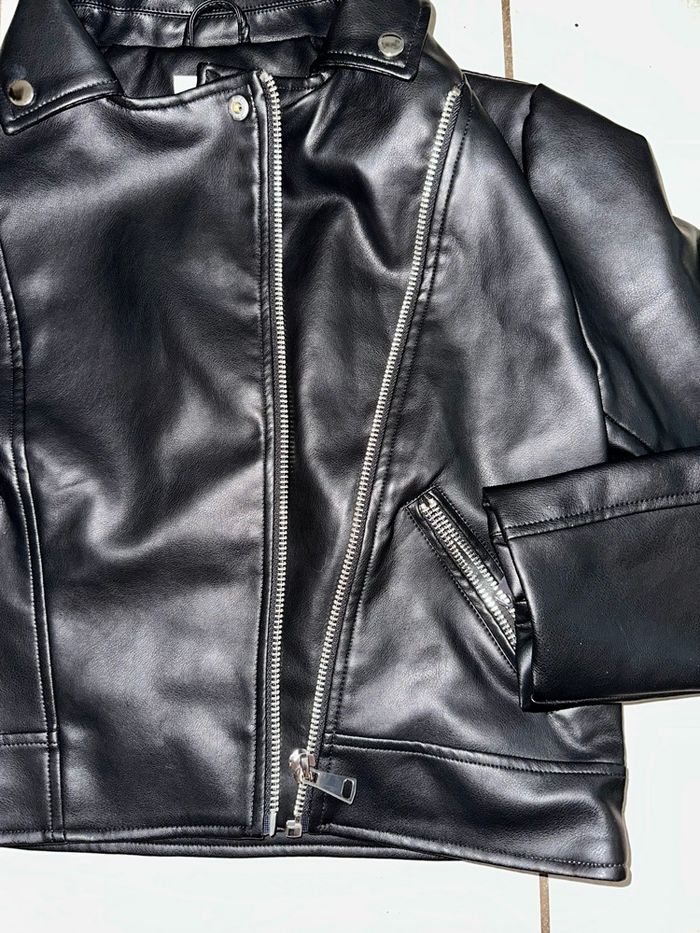 Perfecto noir en simili cuir - Veste motard intemporelle - Taille S - photo numéro 3