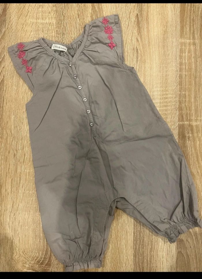 Combinaison grise bébé fille DPAM 3 mois
