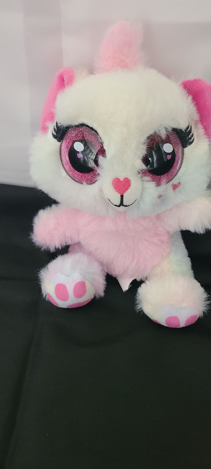 Peluche Ojo aux yeux pailletés BLANC / ROSE - photo numéro 4