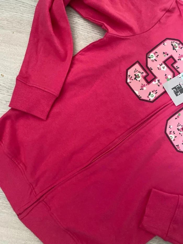 Sweat à capuche gilet marque tex, taille 13 14 ans neuve - photo numéro 3