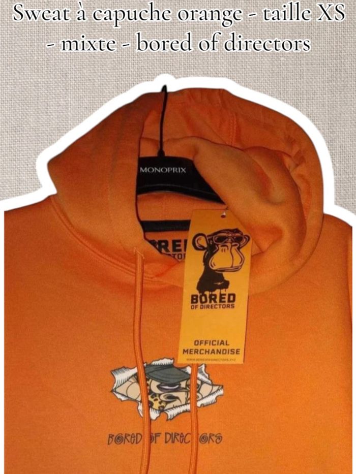 Sweat à capuche orange - taille XS - mixte - bored of directors - Neuf - photo numéro 2