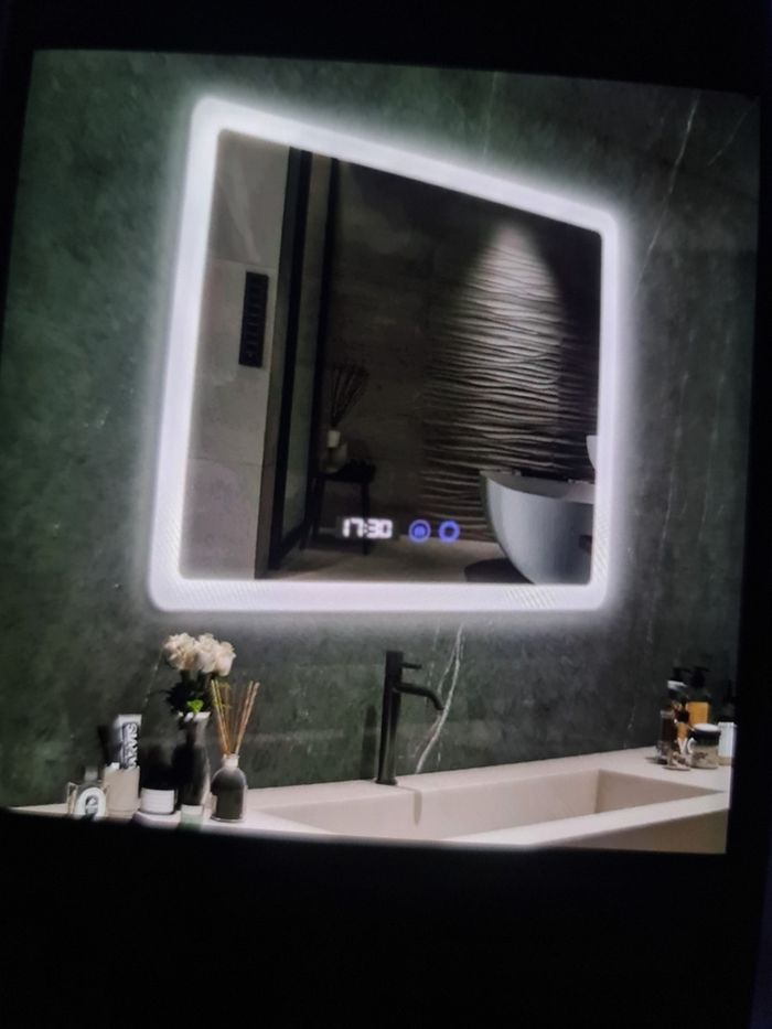 Miroir salle de bain avec éclairage led 80x60cm 3 couleur réglable fonction anti buée