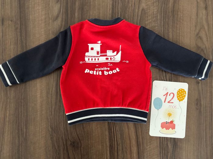 Jolie veste style bombers, marque petit bateau pour bébé taille 12 mois - photo numéro 3