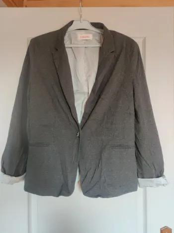 Veste blazer gris foncé et blanc camaïeu T44