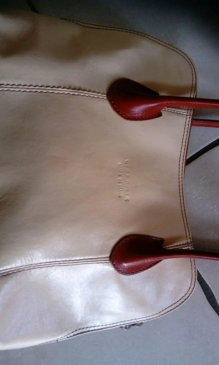 Sac à main beige en cuir - photo numéro 2