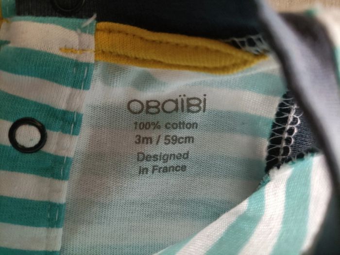 Ensemble été débardeur/ short bermuda Obaibi 3 mois - photo numéro 4