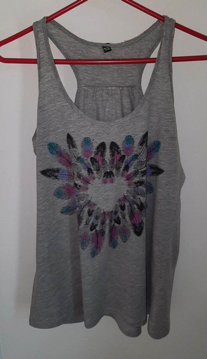Débardeur gris imprimé taille L