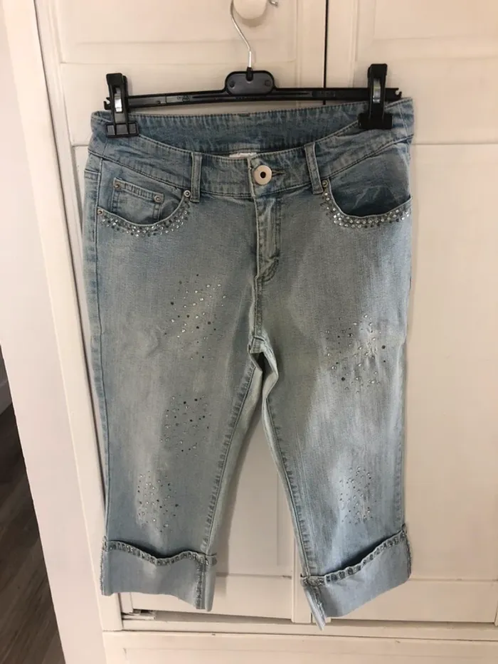 pantacourt bermuda femme avec strass paillettes
