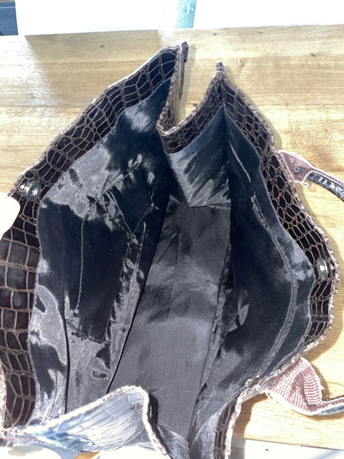 Sac à main Cuir style crocodile - photo numéro 4