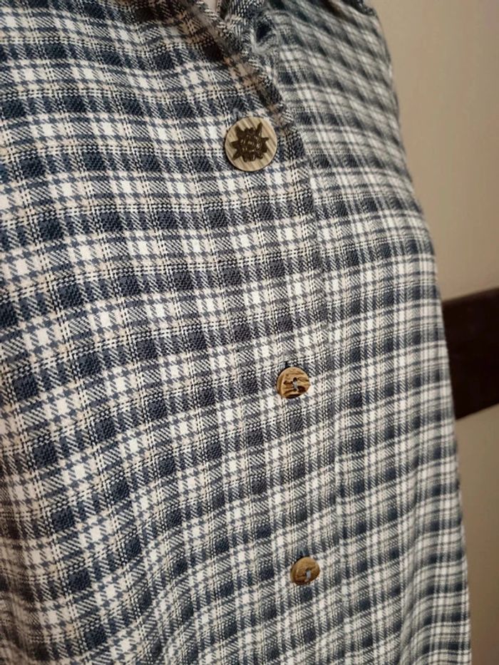 Surchemise à carreaux bleu blanc flanelle coton - photo numéro 4