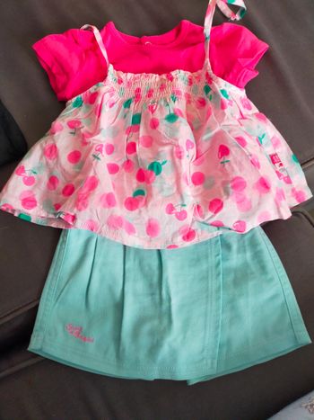Ensemble tee shirt et jupe/short 6 mois