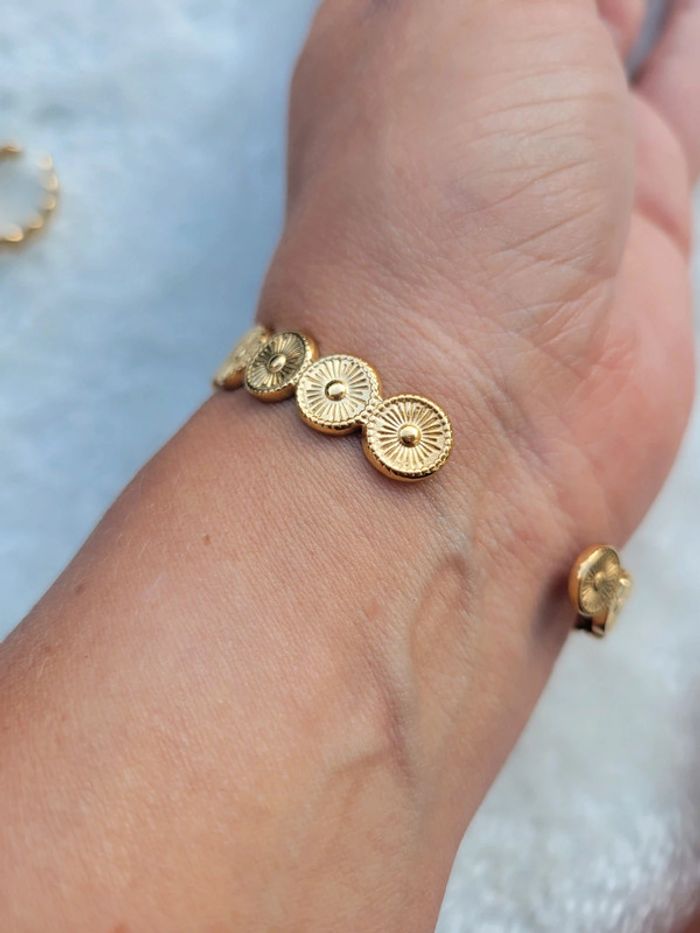 Bracelet et bague soleil d été acier gold - photo numéro 2