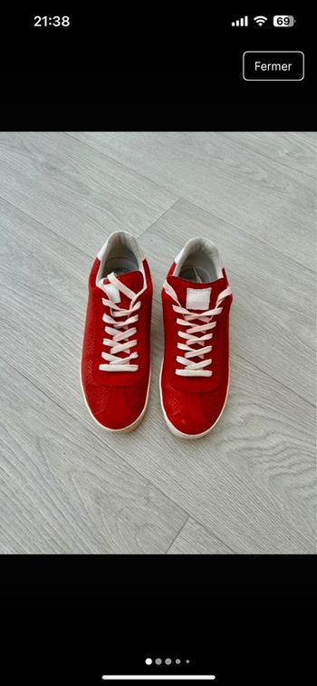 Basket femme rouge - Ruvel - pointure 38 - en très bon état - cuir
