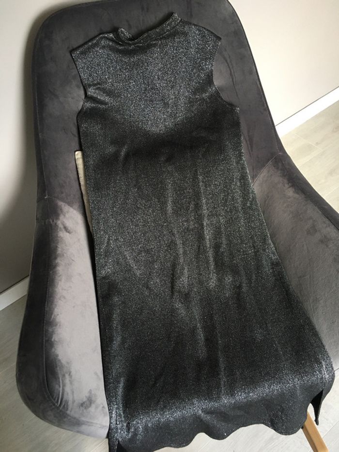 Gilet long sans manche noir et argenté - photo numéro 4