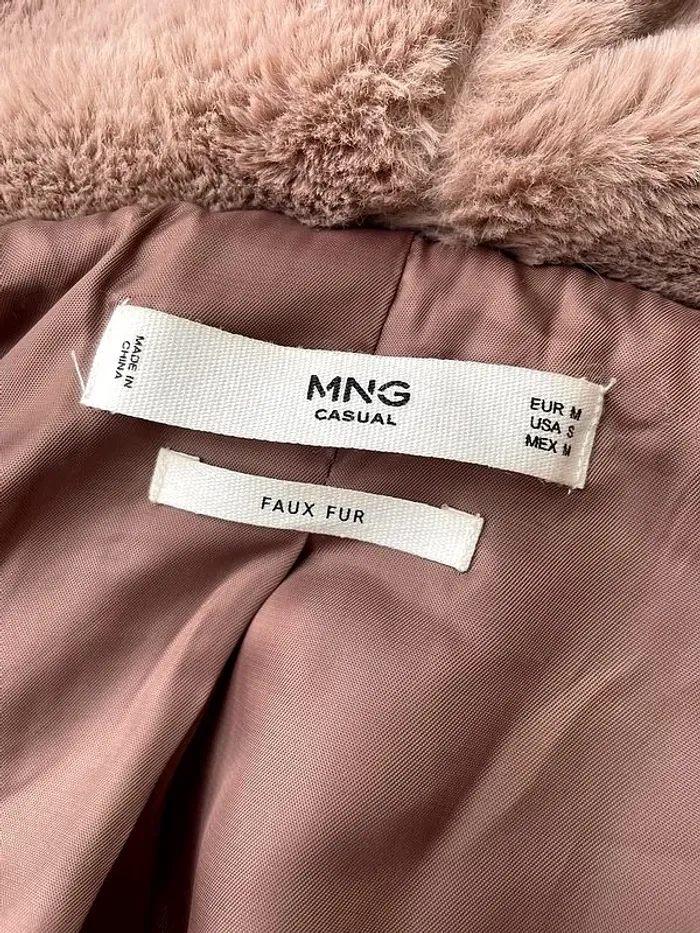 Mango - Manteau veste courte beige à capuche fausse fourrure synthétique hiver - photo numéro 4