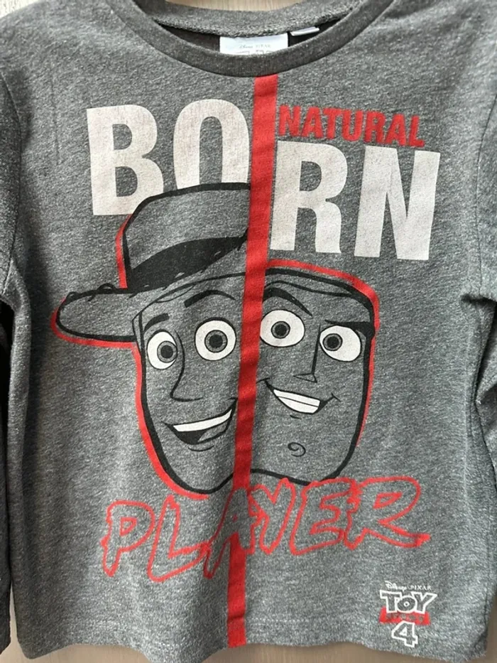T-shirt gris et rouge manche longue disney toy story 4 ans - photo numéro 3
