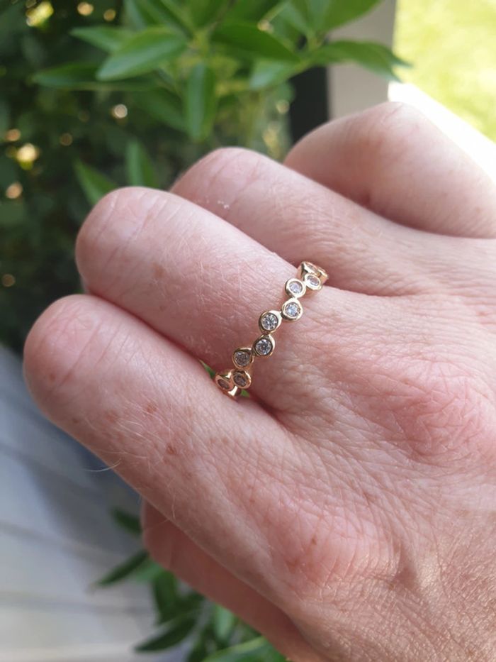 Bague style alliance en Plaqué Or et oxyde de zirconium Taille 58 - photo numéro 2