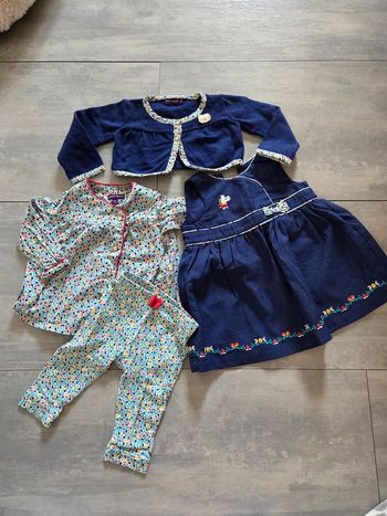 Ensemble Sergent Major 9 mois fille robe tunique leggings et gilet