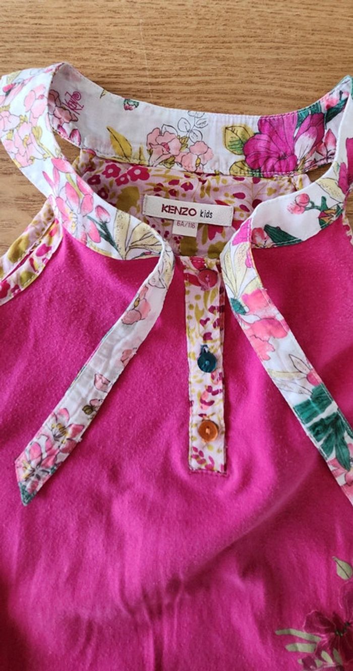 Robe d'été fille fleurs et fuschia taille 6 ans Kenzo - photo numéro 3