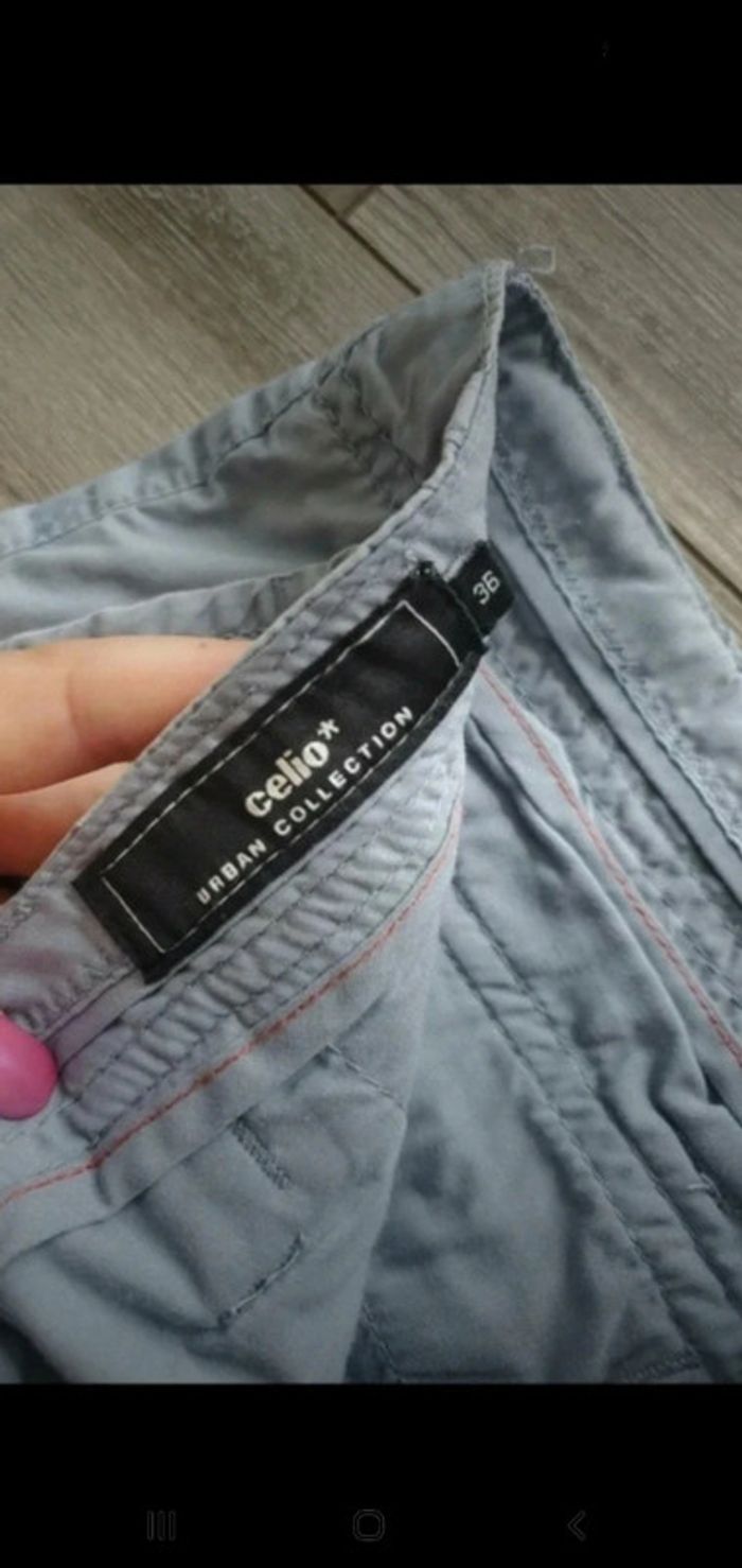 Short bleu turquoise/gris en coton - Celio - taille 36 - photo numéro 2
