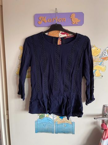 Blouse bleu marine à manches 3/4, taille 36, marque Comptoir des Cotonniers.