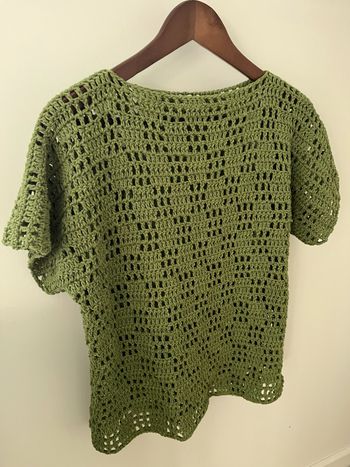 pull manches courtes résille au crochet fait main, pull été coton ajouré, pull bohème