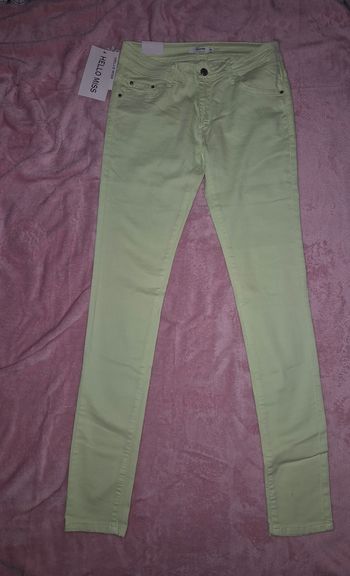Pantalon skinny vert anis
