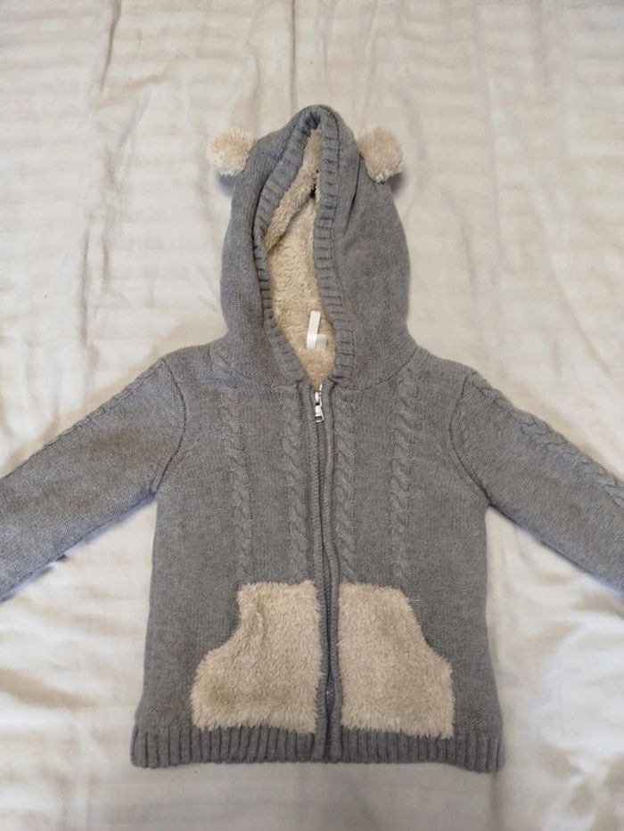 Veste pull fourré zippé 18 mois