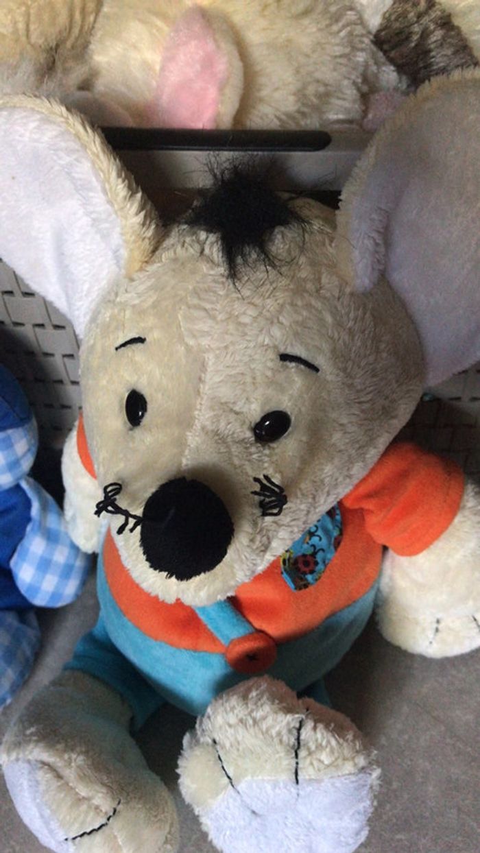 Lots de 2 peluches une souris et un petit bonhomme bleu - photo numéro 3