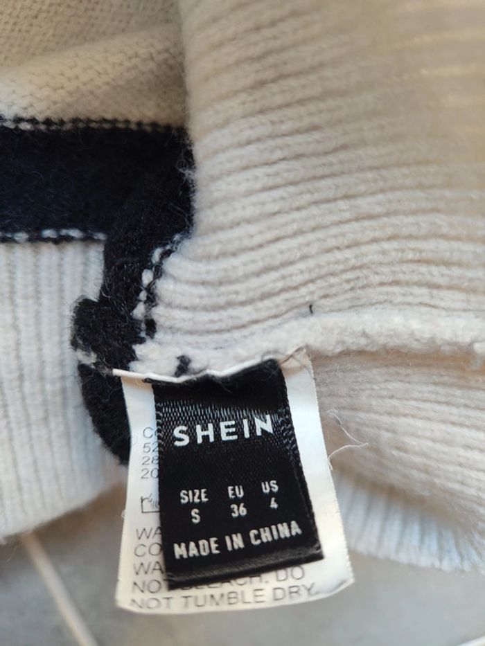 Pull marinière noir et blanc col ajustable shein taille S - photo numéro 4