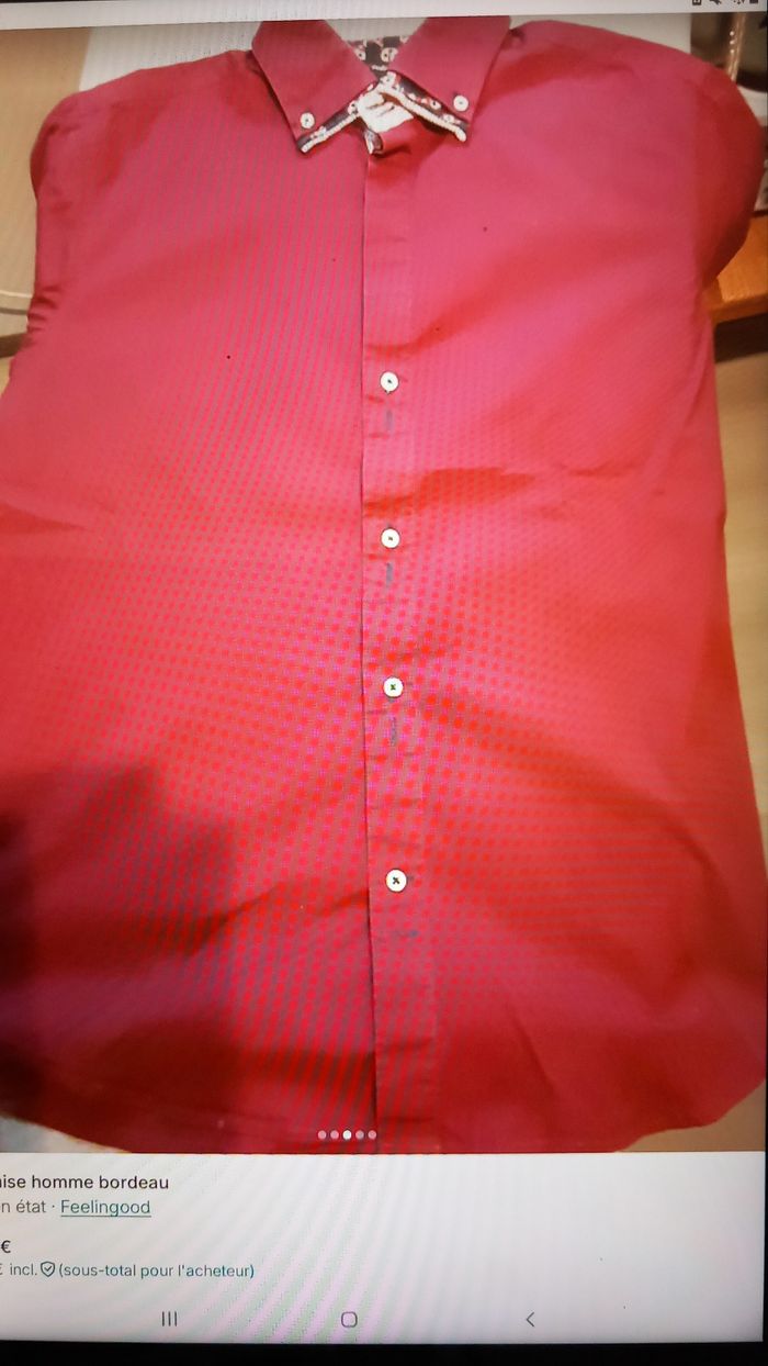 Chemise homme bordeau - photo numéro 3