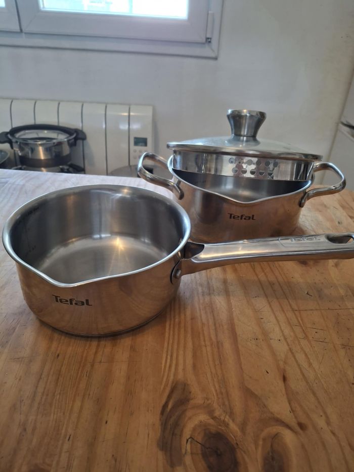 1 casserole + 1 faitout avec couvercle en inox marque tefal tout feux dont induction - photo numéro 3