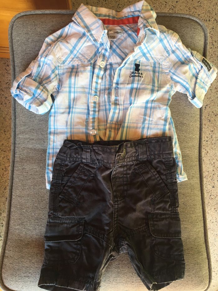 Ensemble été chemise manches courtes 6 mois