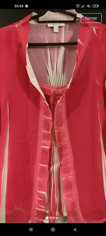 Ensemble 2 pièces 1.2.3 - Caraco & Gilet fluide - Rose/Fushia et blanc  - T. 34/36