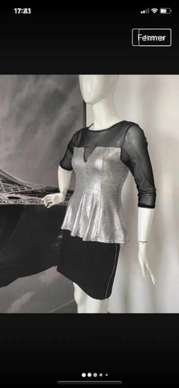 Top bi matière noir et argenté 36/38 voir mensurations