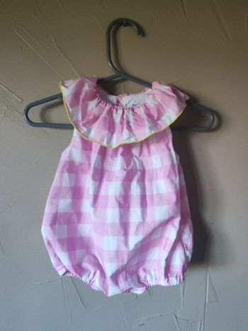 Barboteuse vichy rose Jacadi 3 mois