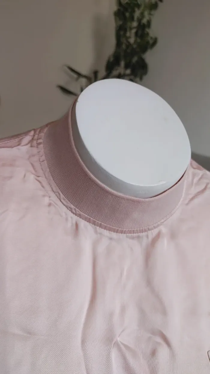 Blouse col haut manches longues viscose rose - photo numéro 9