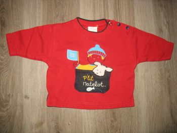 SWEAT SHIRT ROUGE BÉBÉ GARÇON "P'TIT MATELOT" - 6 MOIS - n°01