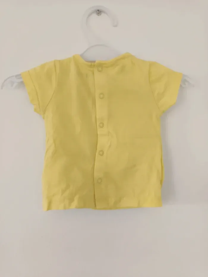 Top haut t-shirt manches courtes éléphant jaune bébé fille 3 mois Obaïbi - photo numéro 2