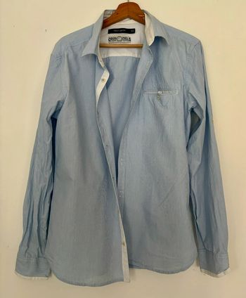 Chemise bleue clair à rayures très fines Teddy Smith taille XL
